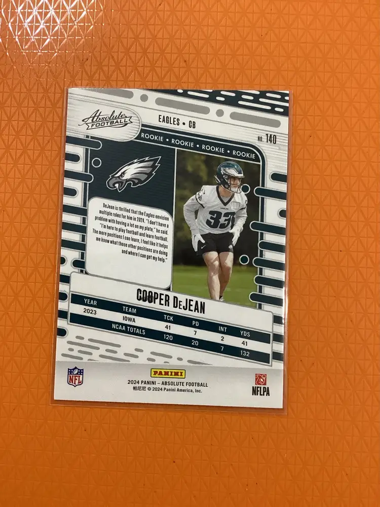 Philadelphia Eagles Cooper DeJean 2024 Panini Absolute Football Rookie Card