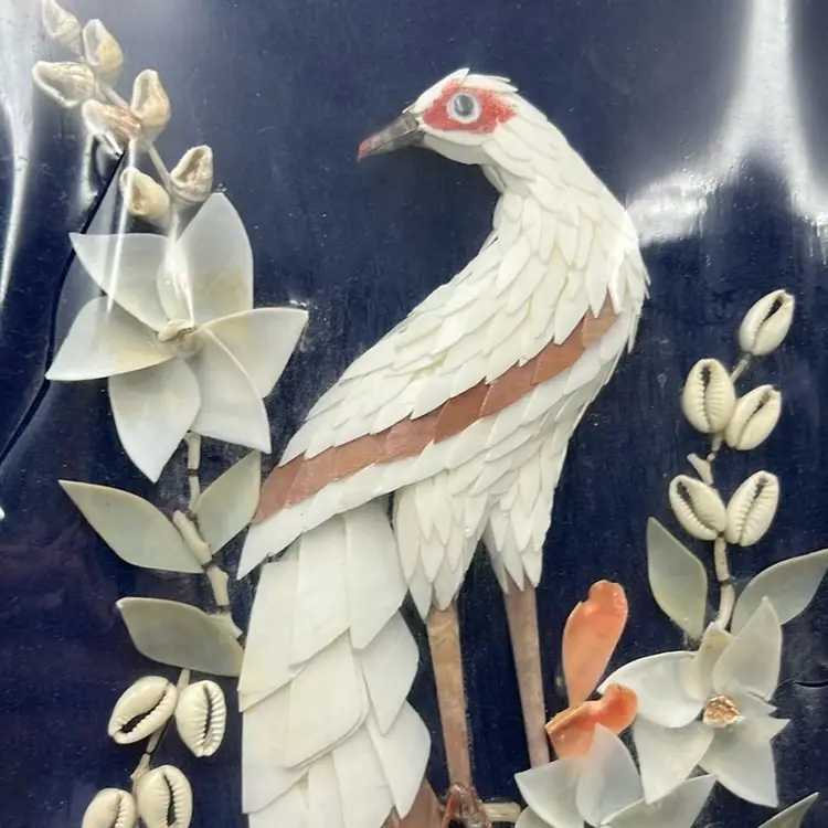 Vintage Shell Peacock Wall Art - 18” x 9” x 1”