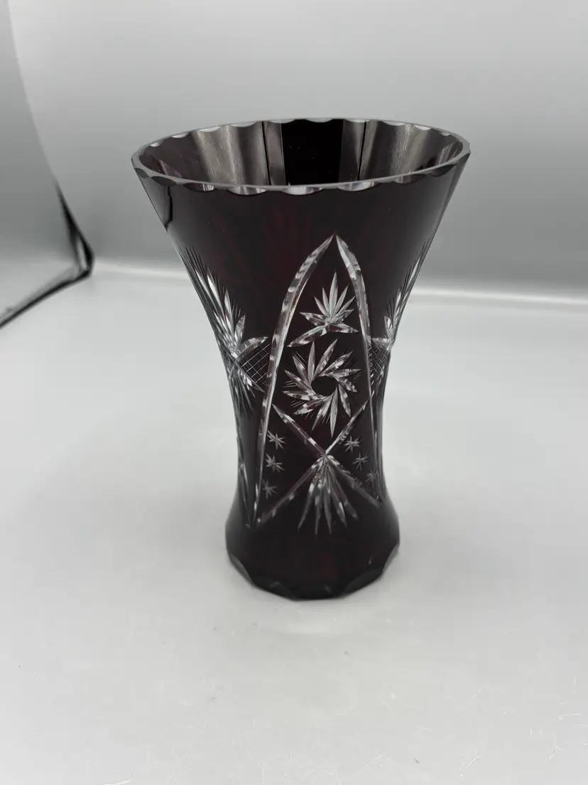 Bohemian ruby red cut to clear glass