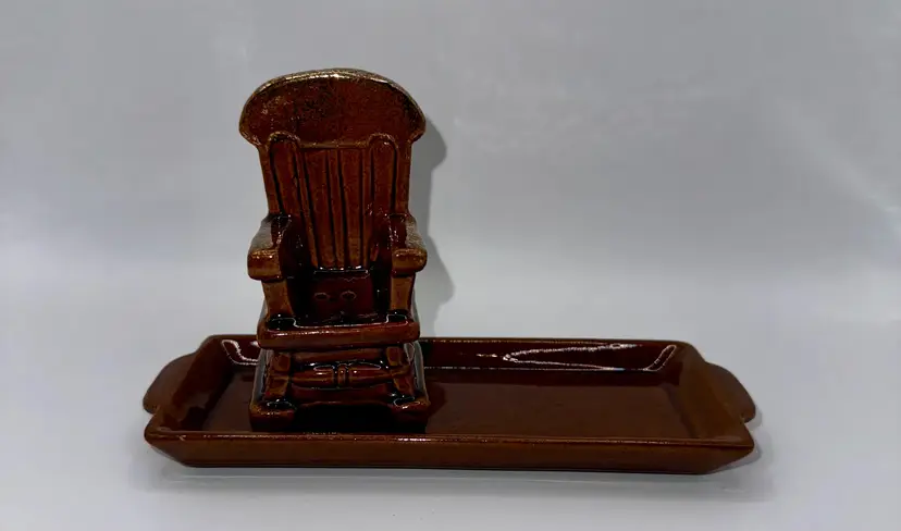 Vintage 1950’s Ceramic Rocking Chair Salt Shaker, Trinket Dish, Unbranded, Made In Japan