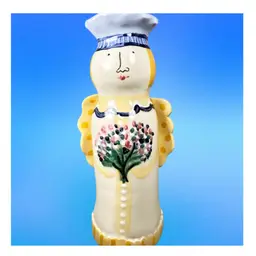 Gritter Van Noord Heather Lane Pottery ANGEL Candle Holder Vase Hand Painted