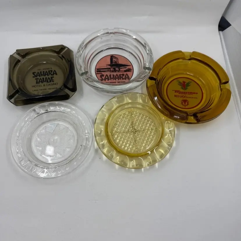 Set Of 5 Vintage Ashtrays