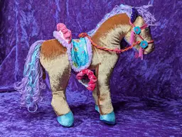 Groovy Girl Brown Horse DUCHESS Plush Purple Accents 15" Tag Saddle Stuffed Animal Toy 2006  Boho Hippie Manhattan co
