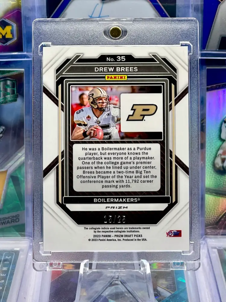 Drew Brees 2023 Prizm 15/25 JERSEY # MATCH 1/1 Green Pulsar Purdue Boilermakers