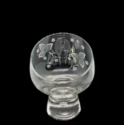 Wendell August Forge Etched Love Birds Snifter Glass Artist Signed