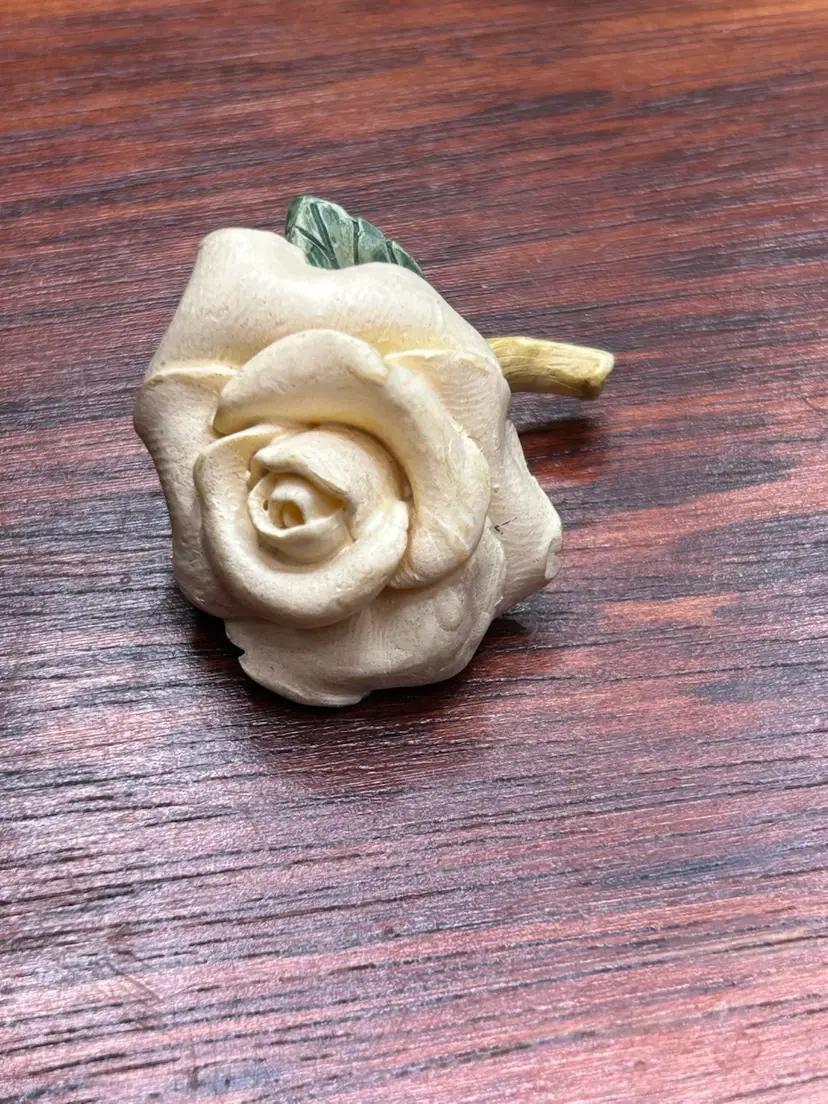 Vintage Plastic Rose Brooch Pin Marked DEZINE 94 Mid Century 50s 60s