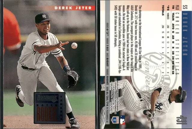 Derek Jeter Rookie Lot of 10 Baseball Cards CC13