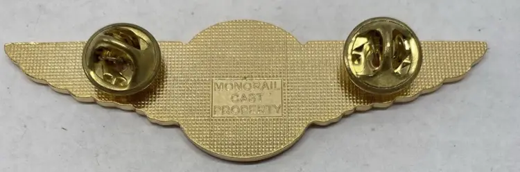 Vintage Walt Disney World Monorail Gold Pilot Wings Cast Pin Red