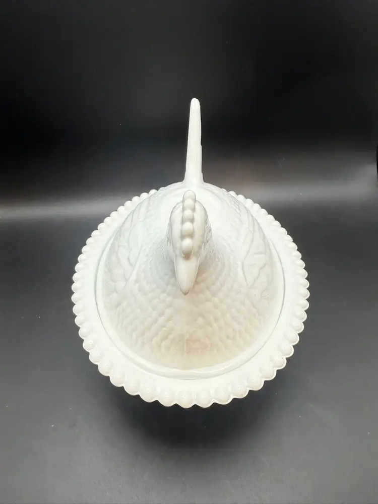Indiana Glass Milk Glass Hen On Nest Covered Dish