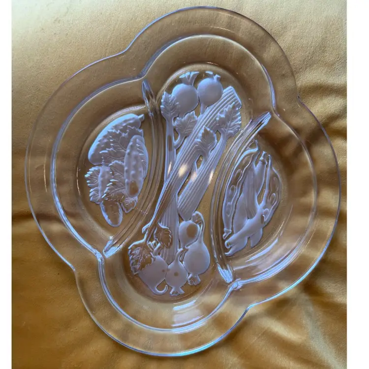Mid-Century Reversed Etched Vegetable Serving Dish