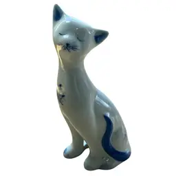 Porcelain Long Neck Cat Blue And White