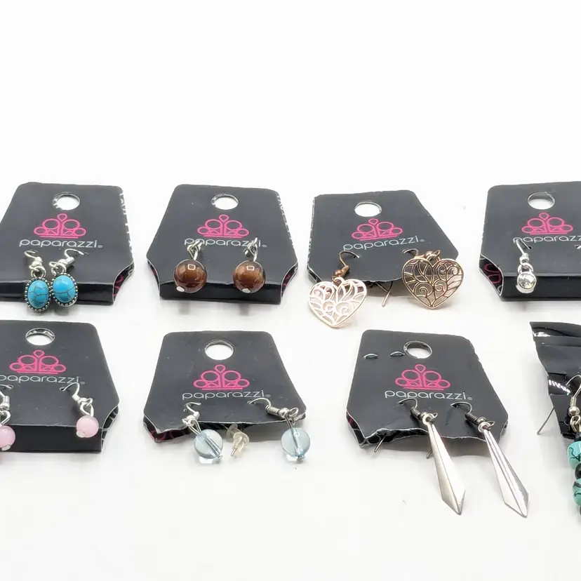 Paparazzi Earrings 8 Pairs Silver Gold Tone Pierced Earrings NOS