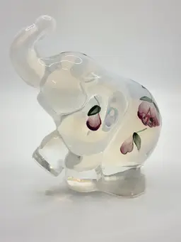 Fenton Glass Elephant Figurine French opalescent 3 3/4" tall