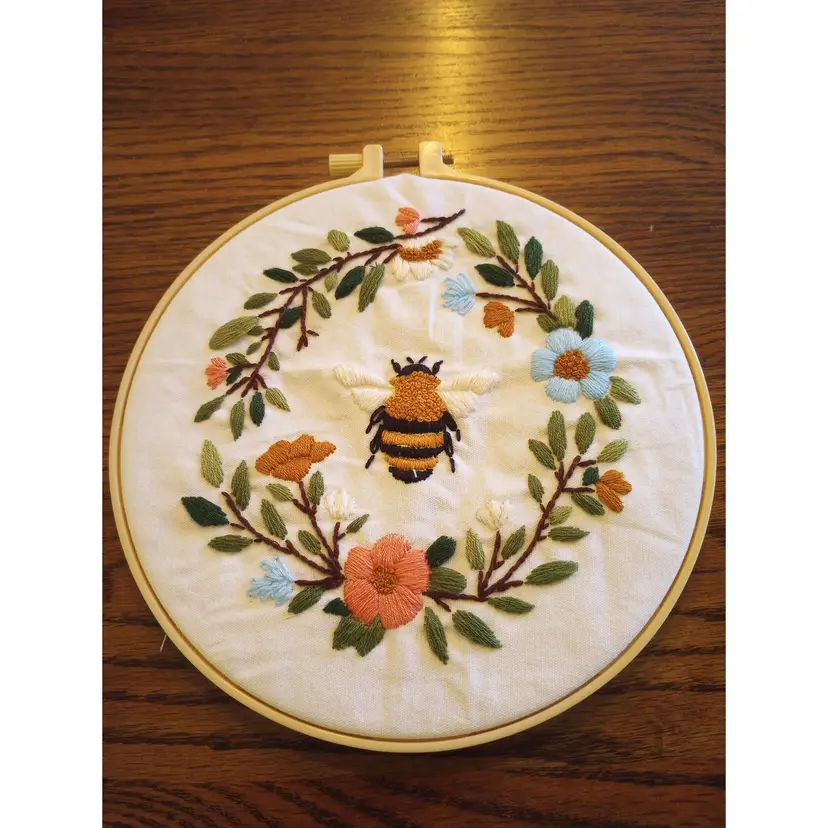Finished Hand Embroidery - Bees, Florals #2