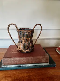 Rustic Wicker Vase with Large Handles
