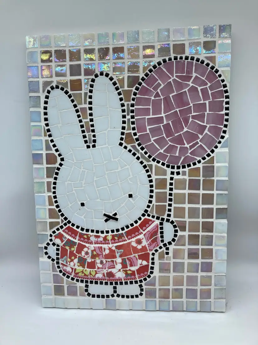 Mosaic "Miffy with balloon" Tile on Board