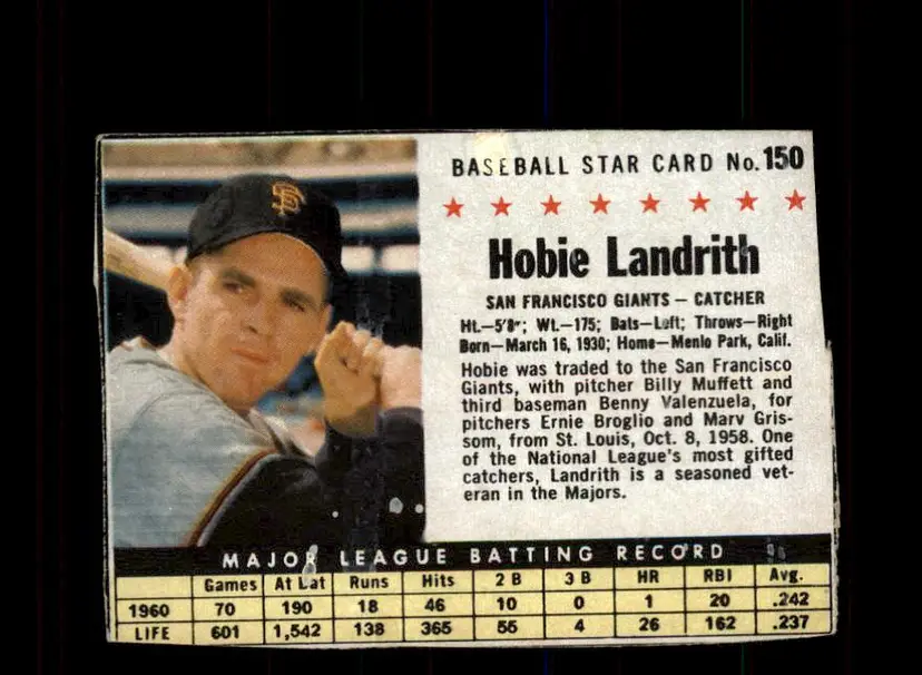 1961 Post Cereal (F278-33) #150 Hobie Landrith - (pk3) - San Francisco Giants