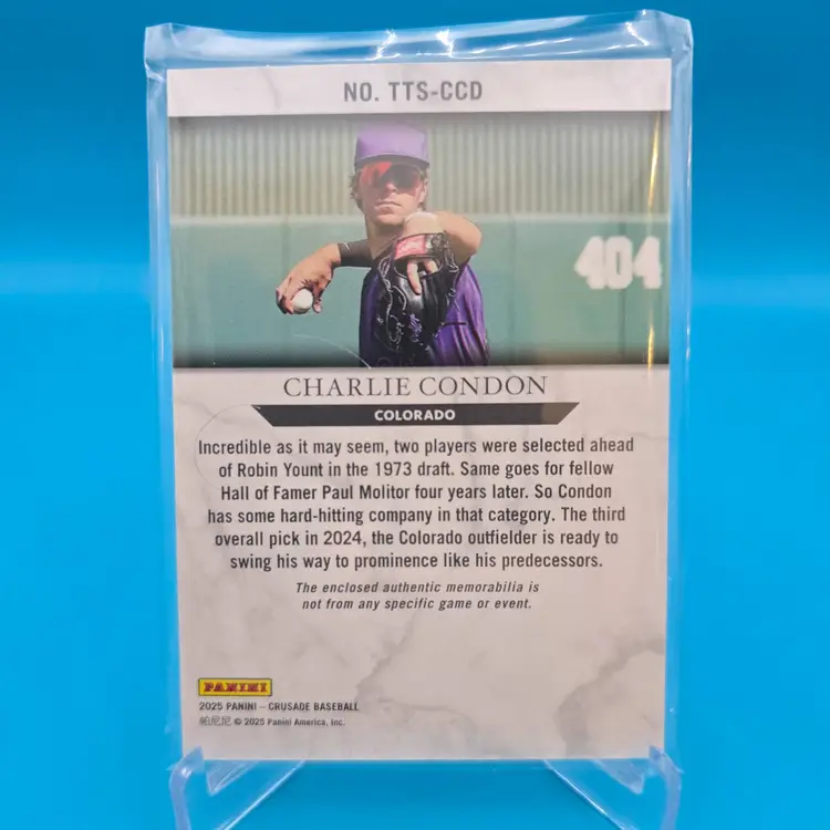 Charlie Condon 2025 Panini Crusade Tools of Trade Patch Card Colorado Rockies