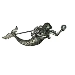 Vintage JJ Jonette Pewter Mermaid Brooch
2. 5”