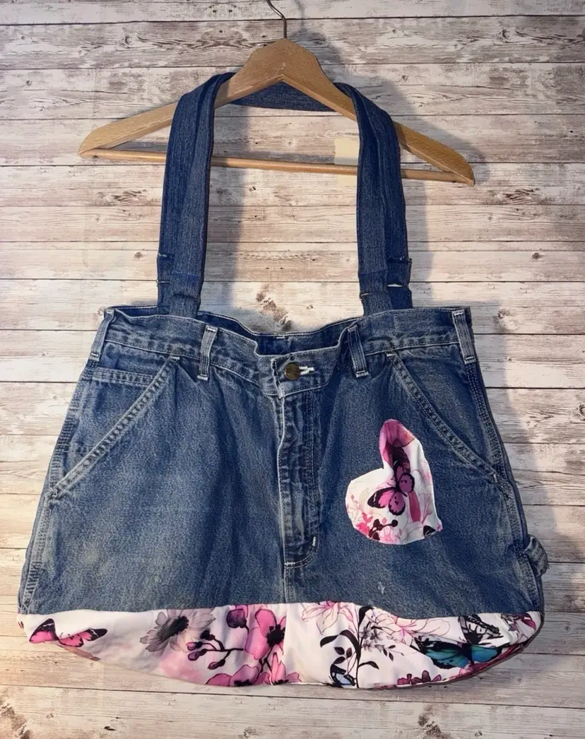 Denim Jeans Handmade Large Recycled Bag Tote  Beach, Groceries, Work, Or Purse