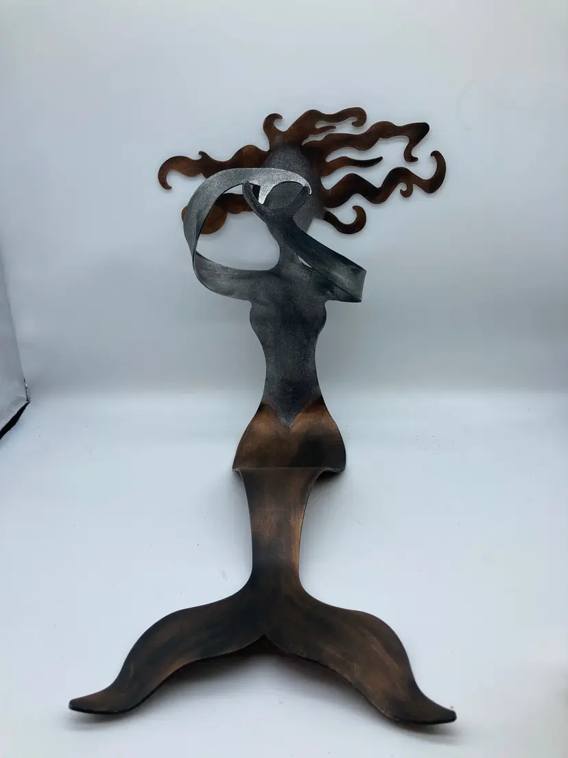 Hays Cash Metal Wine Mermaid Wine Bottle Holder or Desk Decor