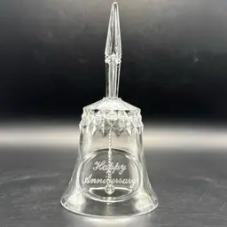 Vintage Clear Glass “Happy Anniversary” Bell 7”