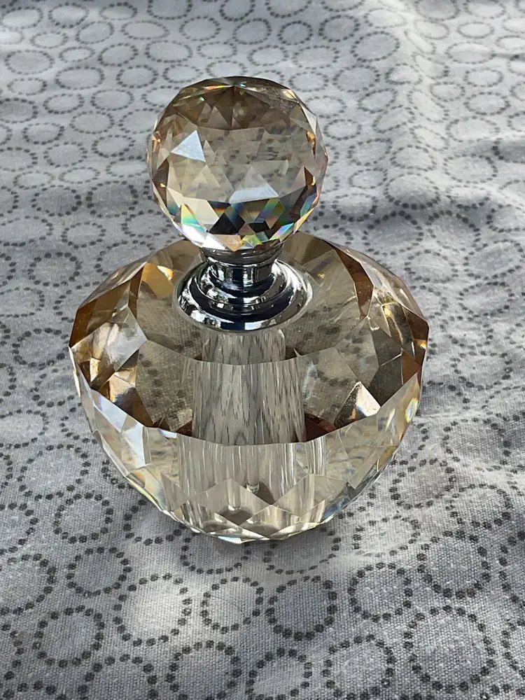 Oleg Cassini Signed Faced Glass Perfume Bottle