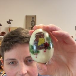 Hand painted owl Stone egg