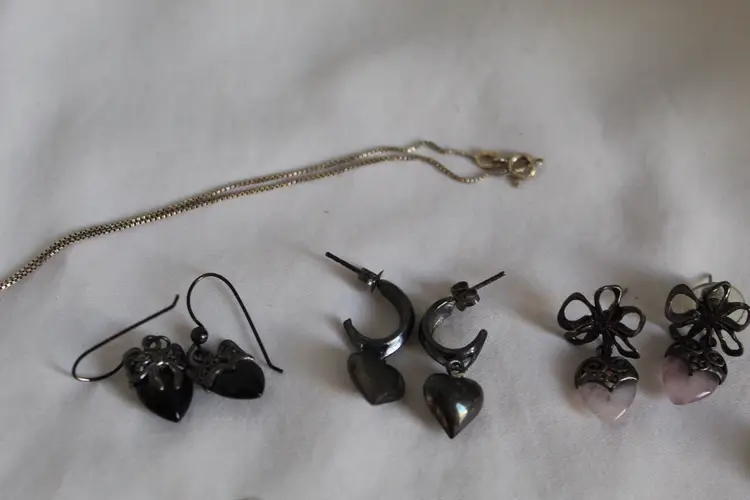 Heart Costume Jewelry Lot - 9 sets pierced earrings  1 Necklace