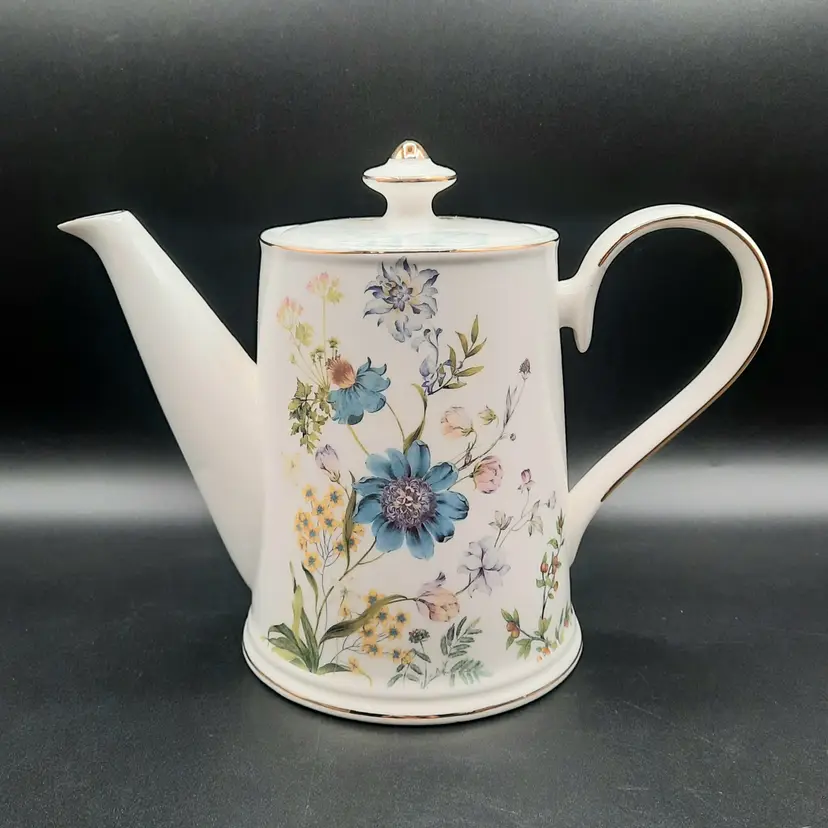 Wildflower Teapot Pitcher Floral Gold Trim Grace's Teaware