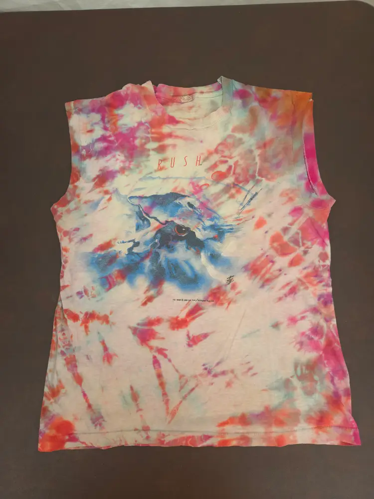 Vintage 80s RUSH Tie Dye Grace Under Pressure Tour 1984 Shirt