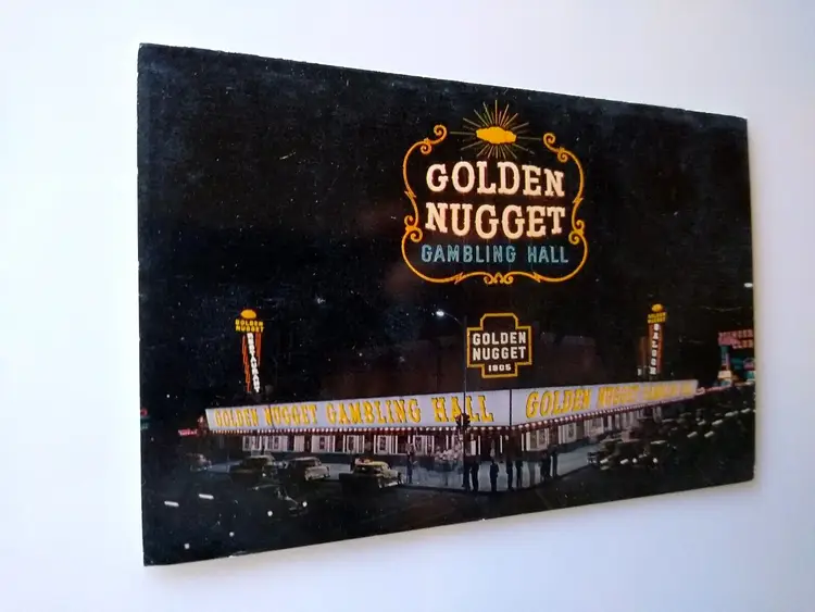 Golden Nugget Gambling Hall Casino Postcard Foldout MENU Las Vegas Nevada Chrome