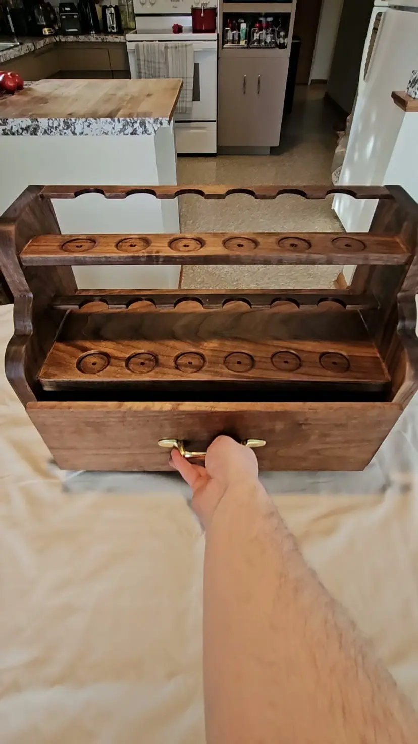 Tobacco Pipe holder With Sectioned Drawer
