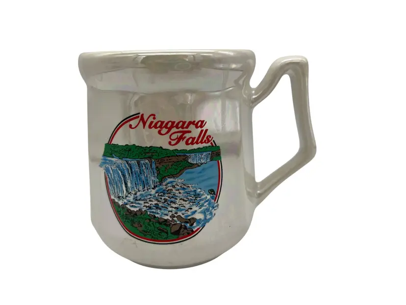 Niagara Falls Vintage Ceramic Souvenir Mug By Lipco Pearlized Design 4" Taiwan
