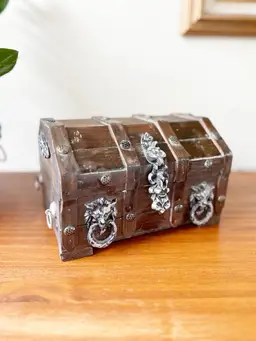 Vintage Wood Chest Jewelry Box Decor