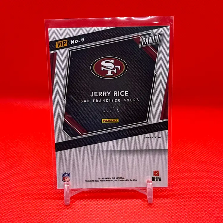 2023 Panini National Jerry Rice #6 VIP Gold Pack Pink Sparkle 10/75