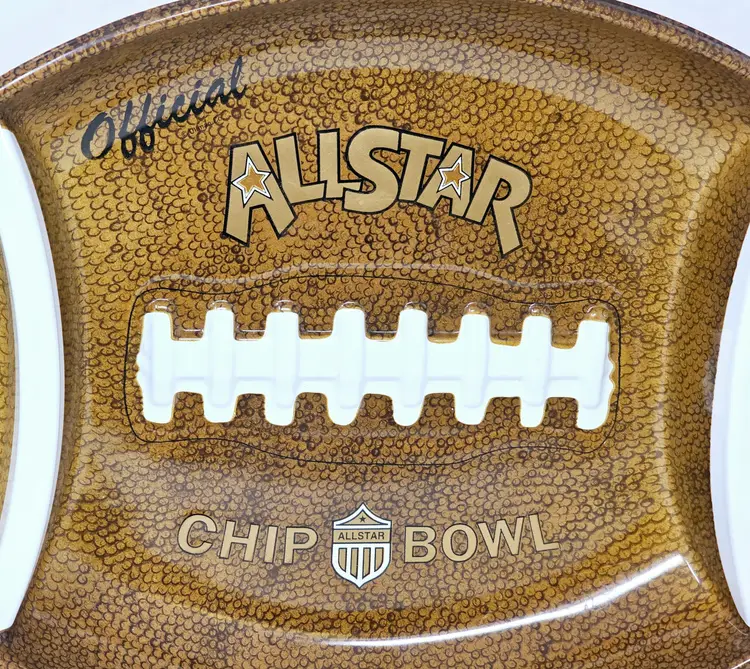 Superbowl Football Shaped Tailgate Platter Chip N' Dip Tray Hard Plastic VTG VGC