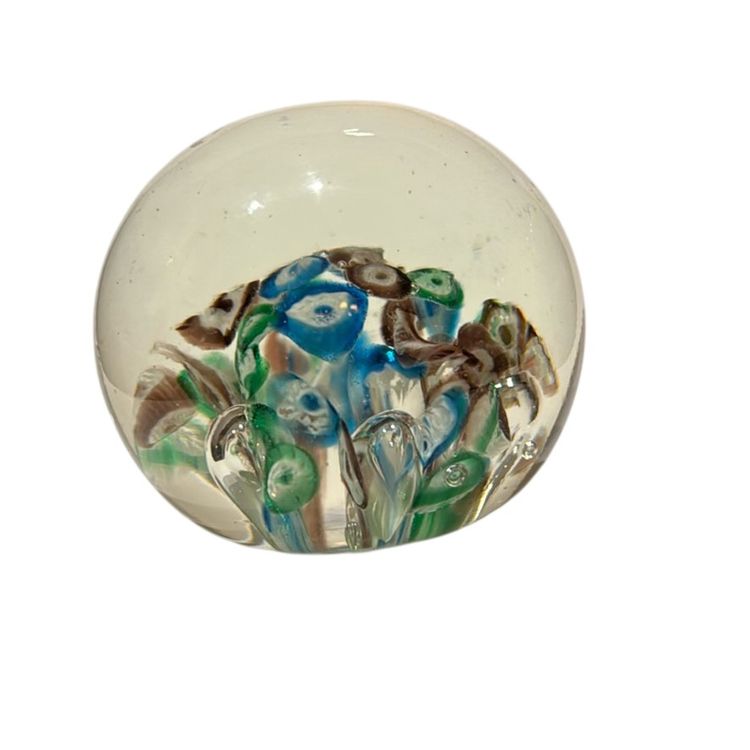 “Moody Mushrooms” Vintage Art Glass Paperweight Made In Japan For American Crystal Co.  - 3”