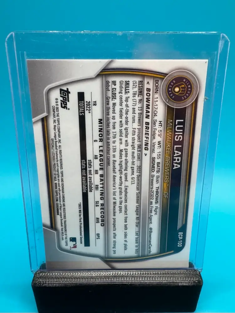 Luis Lara 1st Bowman Sapphire Milwaukee Brewers