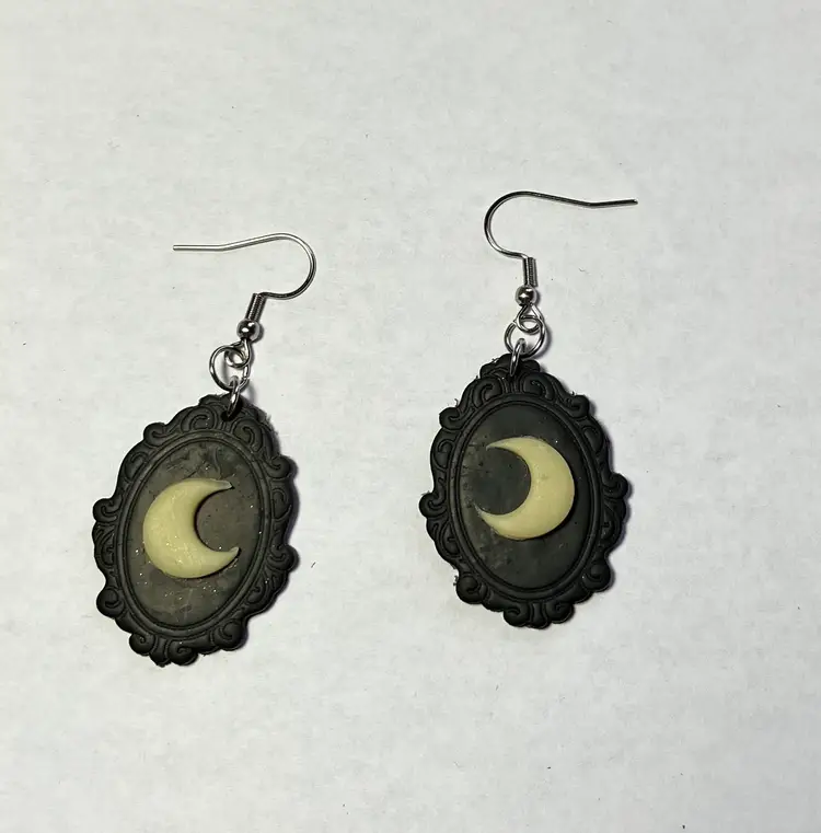 Handmade Polymer Clay Moon Earrings
