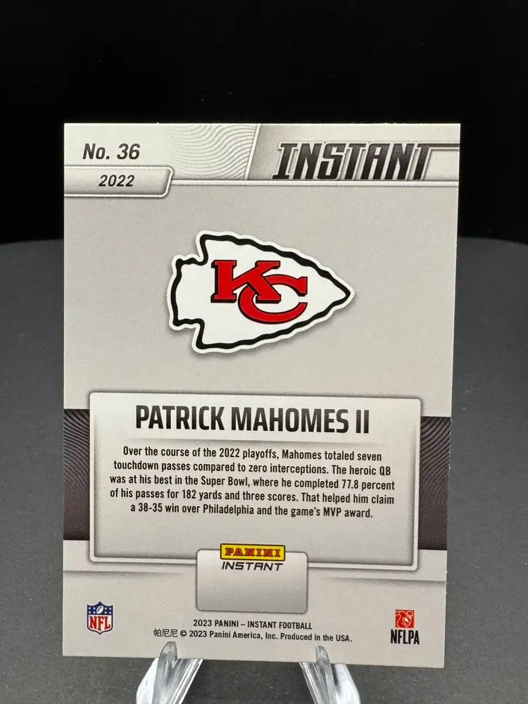2023 Panini Super Bowl LVII Champions #36 Patrick Mahomes II Football Card