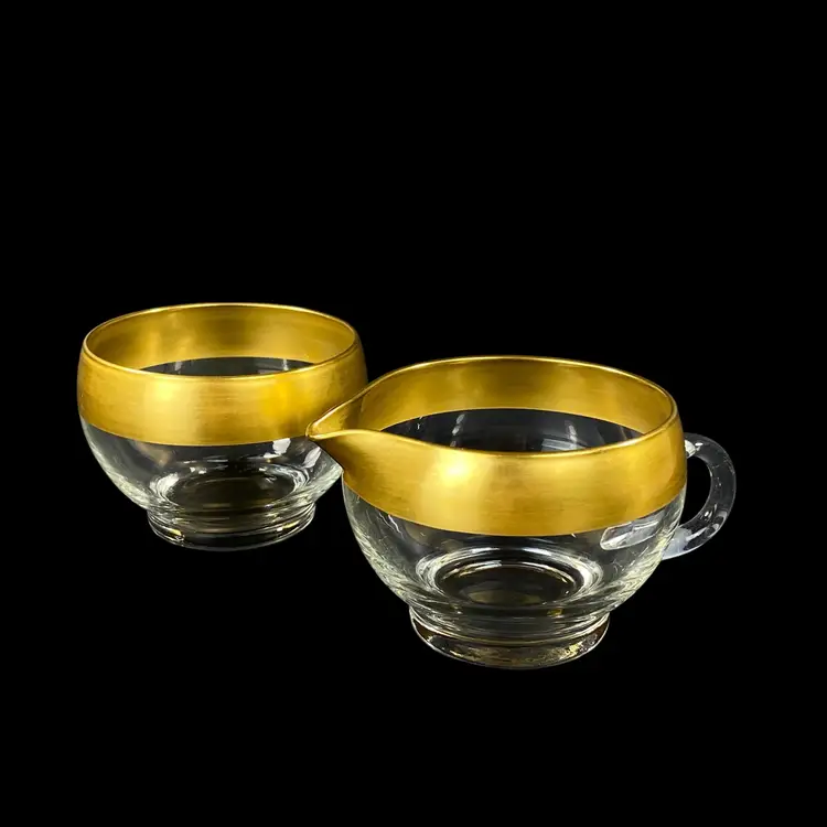 Dorothy Thorpe Golden Band Creamer Sugar Set MidCentury Modern 1950s 60s