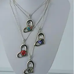 Four  Millefiori Glass Heart Necklaces