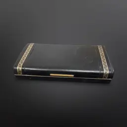 Vintage Black And Gold Shields Jewelry Box Red Velvet Interior