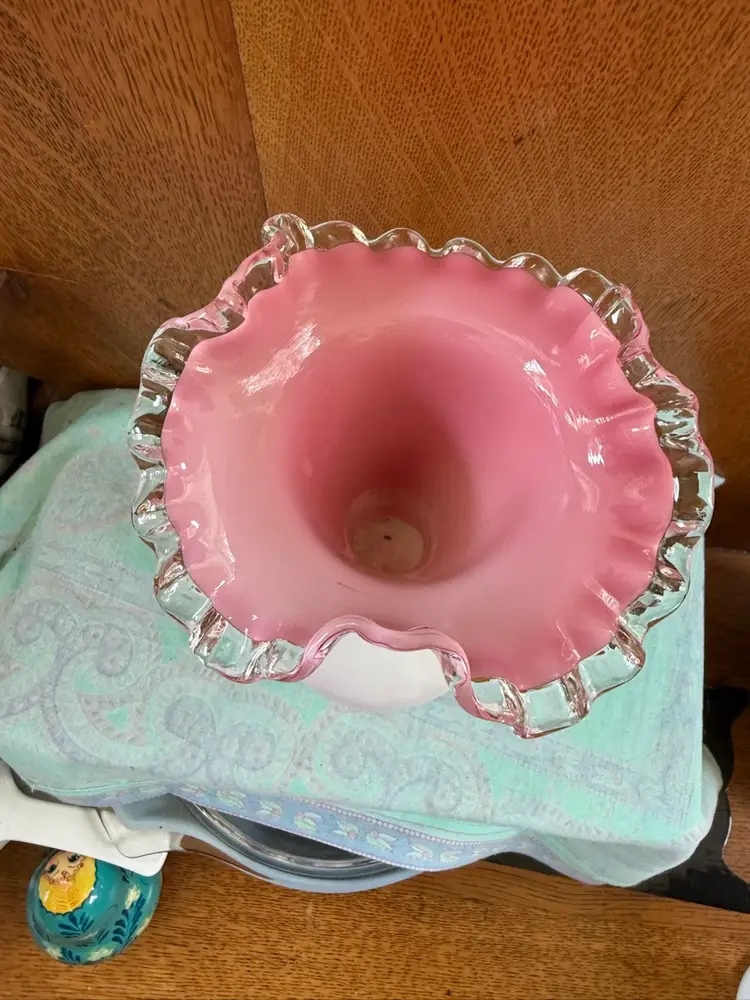 Fenton Silvercrest Pink Cased Vase
