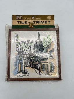 #11 Vintage Hand Painted Tile Trivet