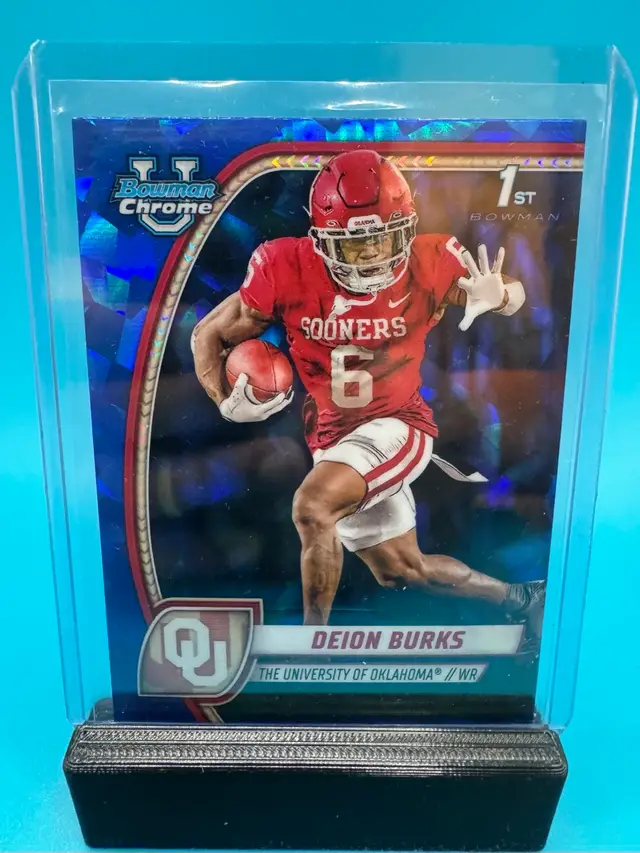 Deion Burks 1st Bowman Chrome U Sapphire Oklahoma Sooners