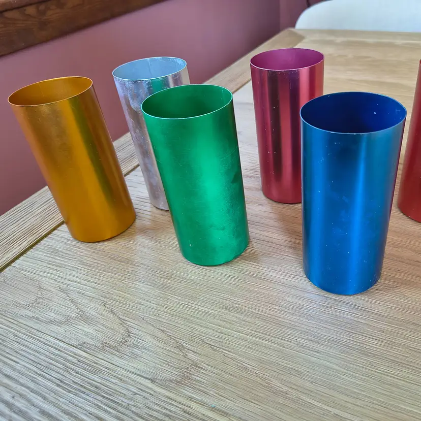 Vintage Mid-Century Perma Hues Anodized Aluminum Tumblers - Set of 6