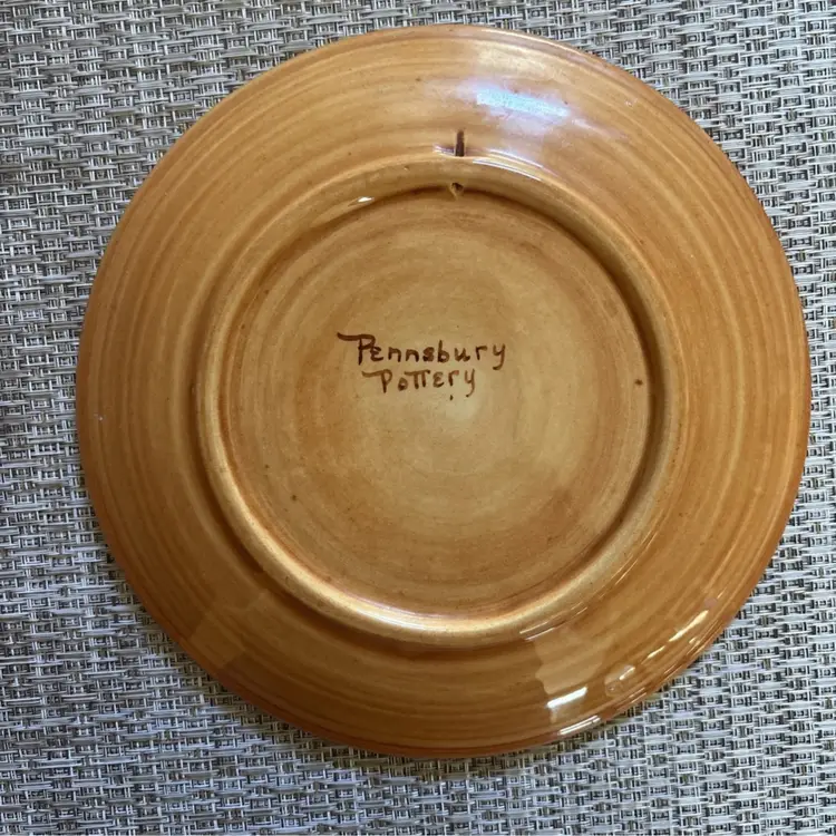 Pennsbury Pottery Salad Plate, Pretzels And Beers, 8”, Amish Series