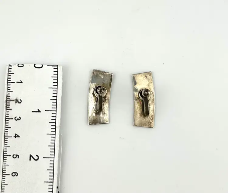 Vintage Sterling Silver Screw Back Earrings With MOP Accents 1.25”